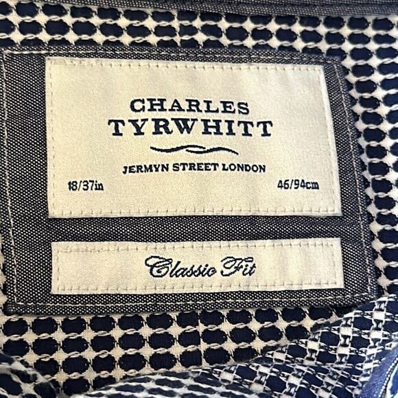 Charles Tyrwhitt Mens Spread Collar Poplin Long Sleeve Classic Fit 18 Non Iron - Picture 2 of 8